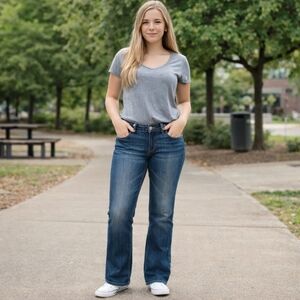 Vigoss Button-Up Distressed Flare Blue Jeans New Without Tags